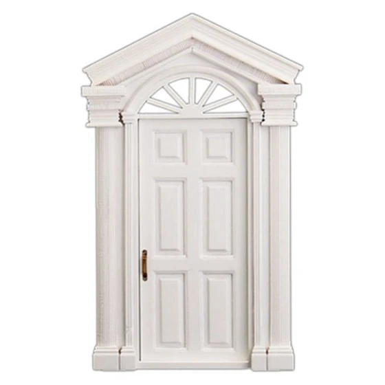 

Fashion 1:12 Vintage Dollhouse Miniature Ornament Decoration Morden White Wooden Door 6 Panel With Frame White