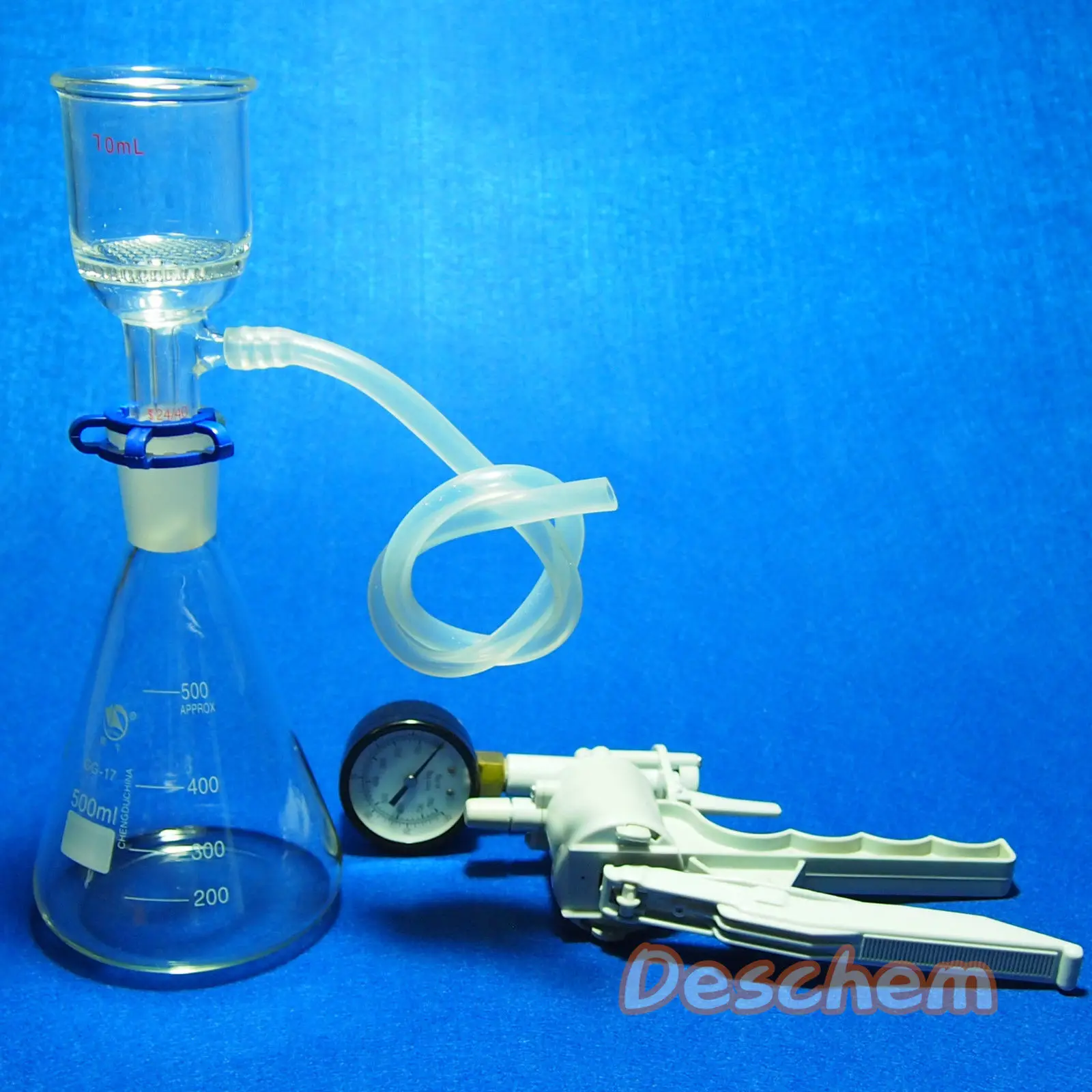 500ml, 흡입 여과 장치, 47mm 부 흐너 깔때기, 진공 펌프가 있는 유리 플라스크