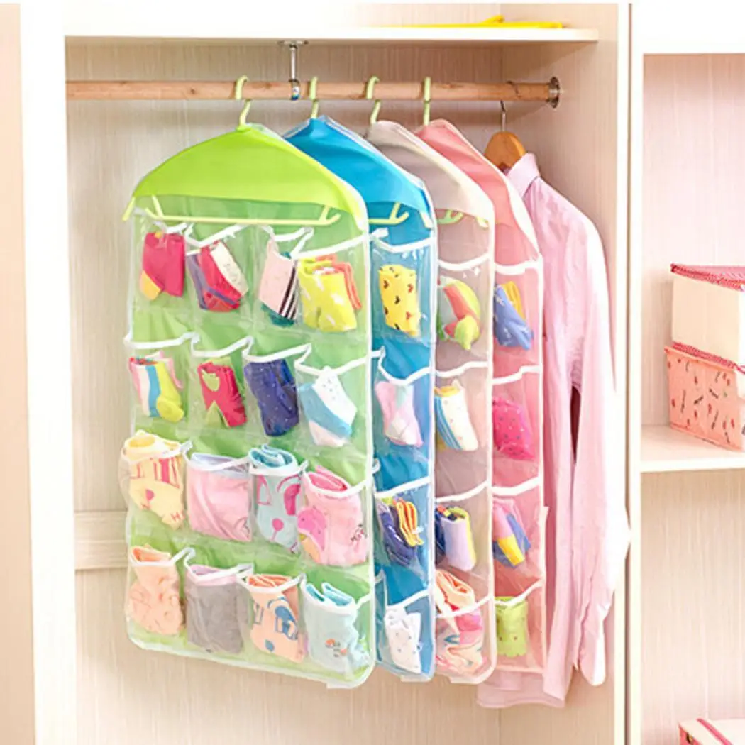 

Hanging Organizers 16 Grid Clothing Socks Underwear Wall Hanging Storage Square Hanging Door Sorting Storage Bag Wardrobe