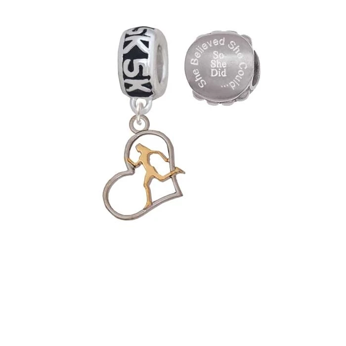 Silvertone Runner силуэт в сердце 5 K Run она считала что может очаровать бусы (набор из 2)| |