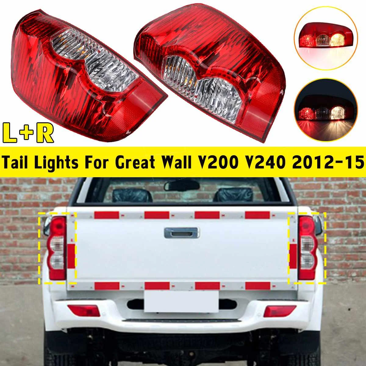 

1pc Left / Right Side Taillight Tail Light Lamp For Great Wall V200 V240 2009 2010 2011 White Amber Red Color Light