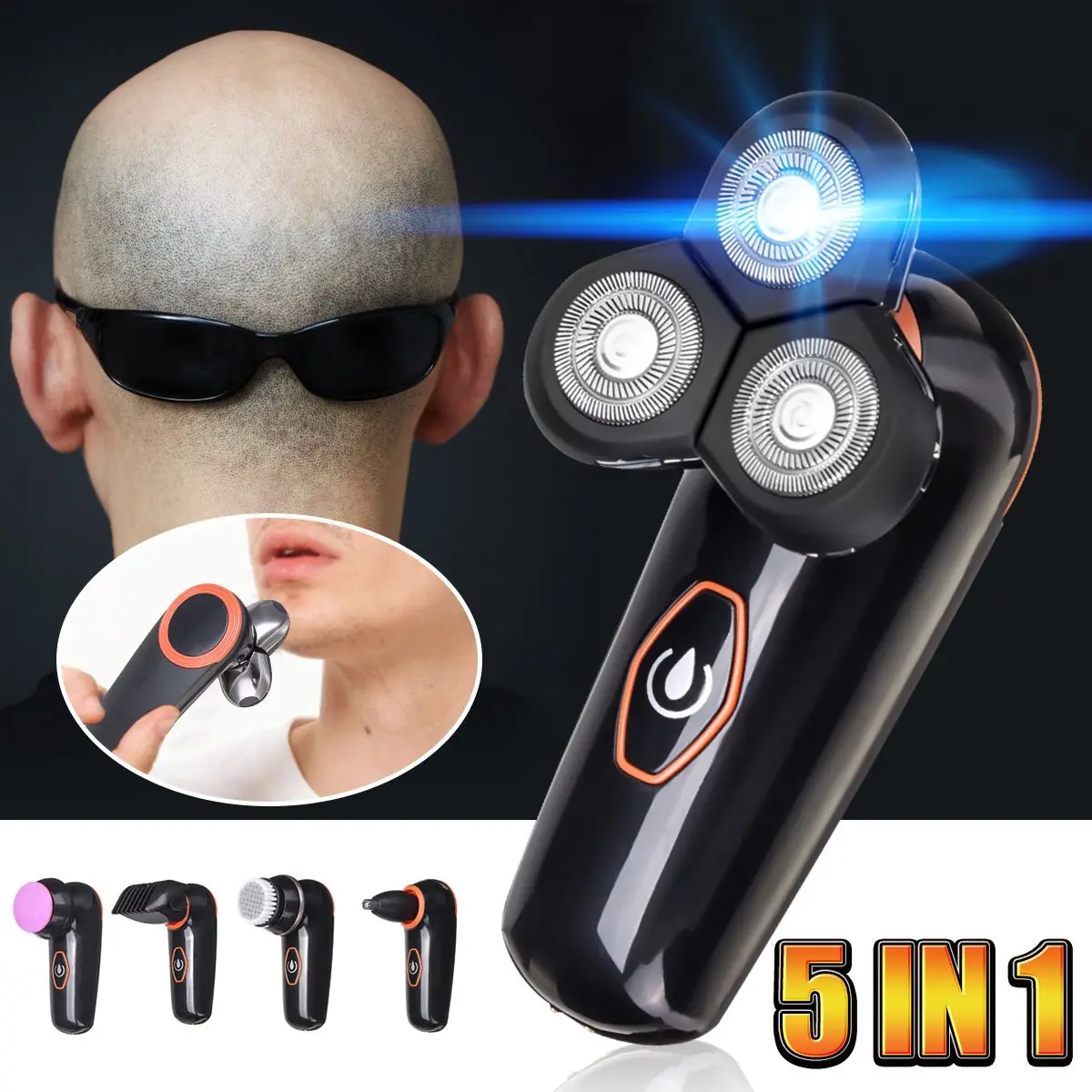 

Jinke 4D Electric Washable Shavers Wet&Dry Hair Clipper Cordless Shaver Nose Hair Trimmer Facial Cleanser USB Rechargeable