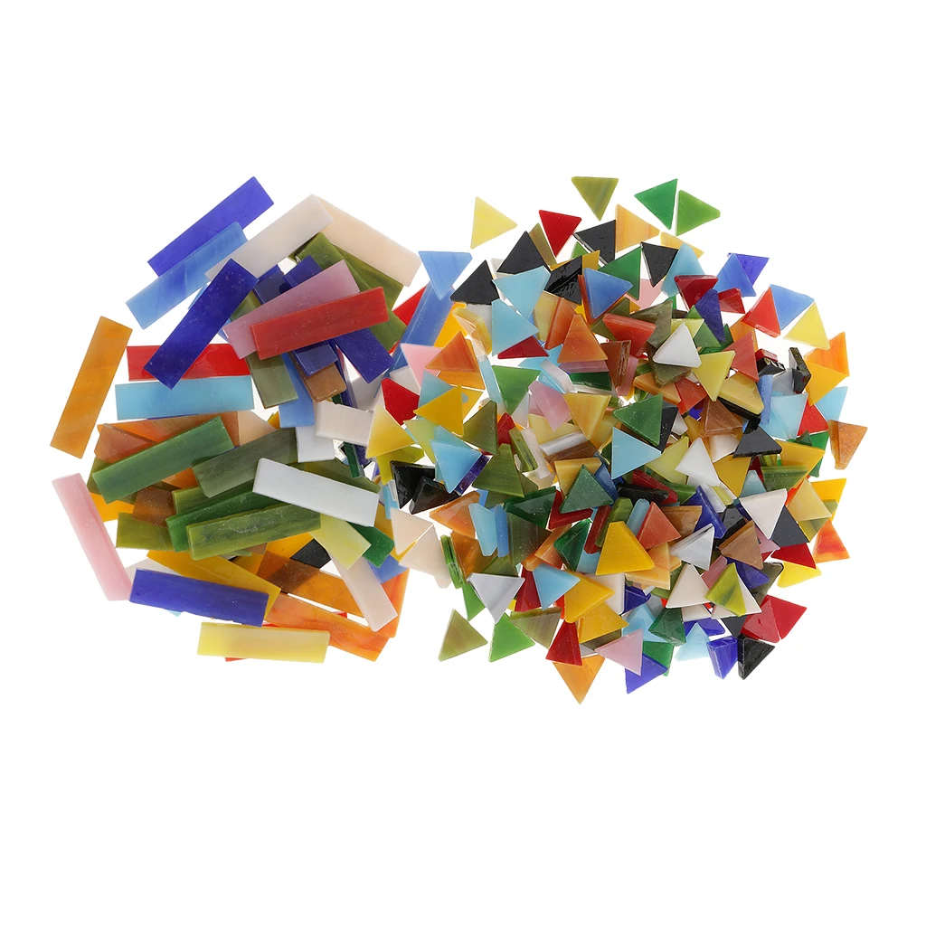 

370pcs Rectangle Triangle Shape Glass Mosaic Tiles Vitreous for Mosaic Making Art Craft Material
