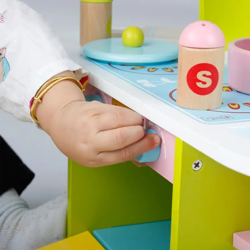 

Simulated Cooktop Intelligent Cook Pretend Toy Set Wooden Colorful Early Education Kitchen Playset For Boys And Girls