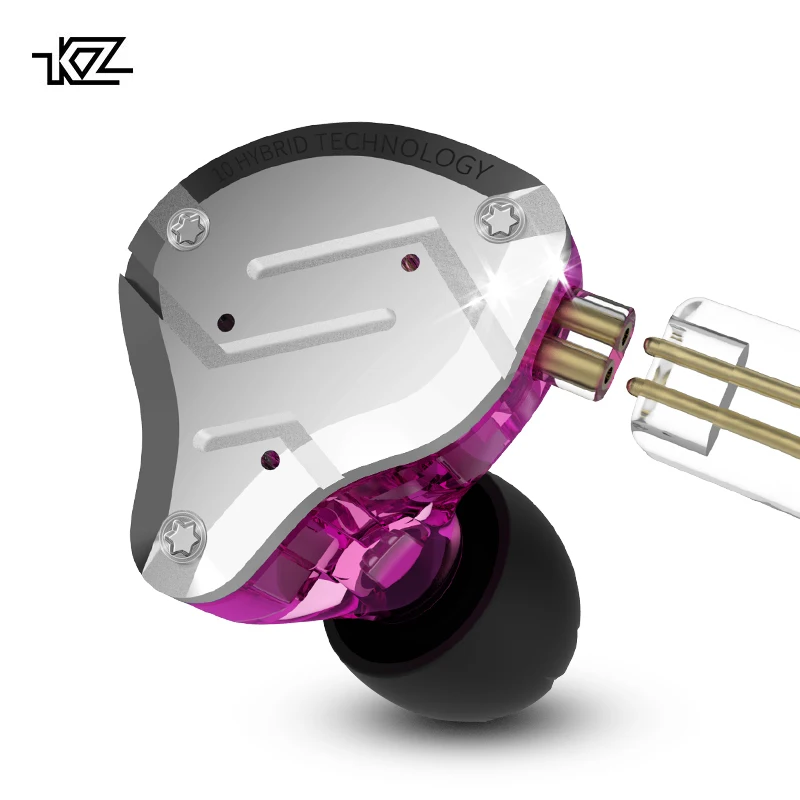 

2019 New KZ ZS10 Pro 4BA+1DD Hybrid Technology Earphones HIFI Bass Metal Earbuds In Ear Sport Noise Cancelling Headset AS06 AS10