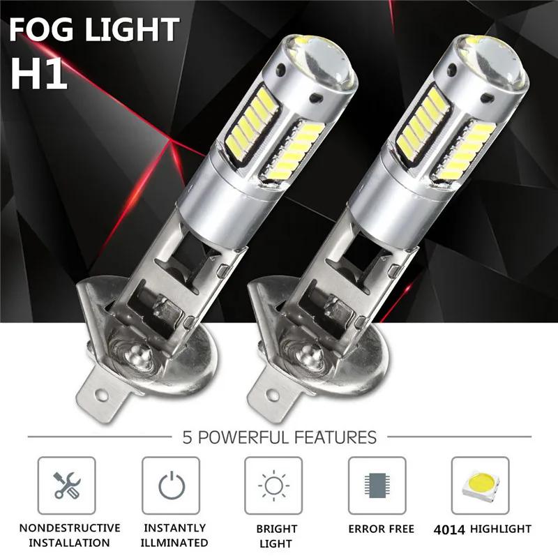 

2pcs 4014 LED Auto Car Light LED Headlights H27 880 881 H1 H3 Headlamp Bulb Fog Light 6000K 12V Car Styling