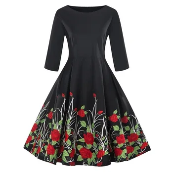 

Seven Part Sleeve Dress Autumn Number Printing Code Suit-dress Multi