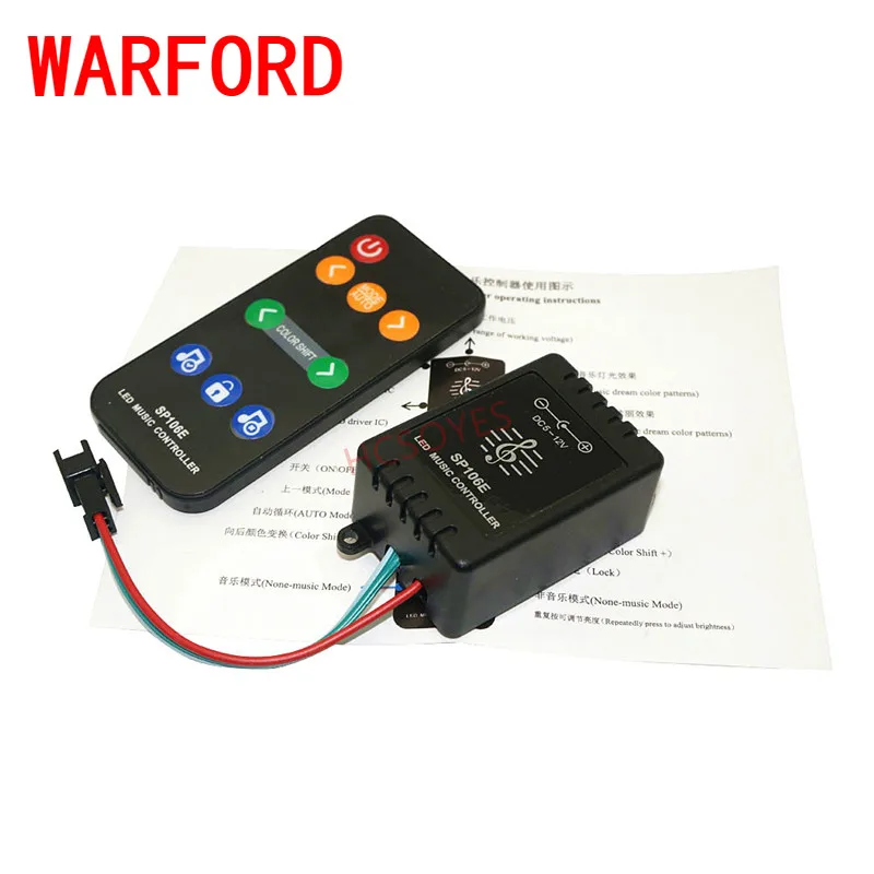 SP106E 9keys LED Music Controller DC5V-12V WS2811 /WS2812B /6812 /1903/6803 Magic tape digital colorful music controller | Лампы и
