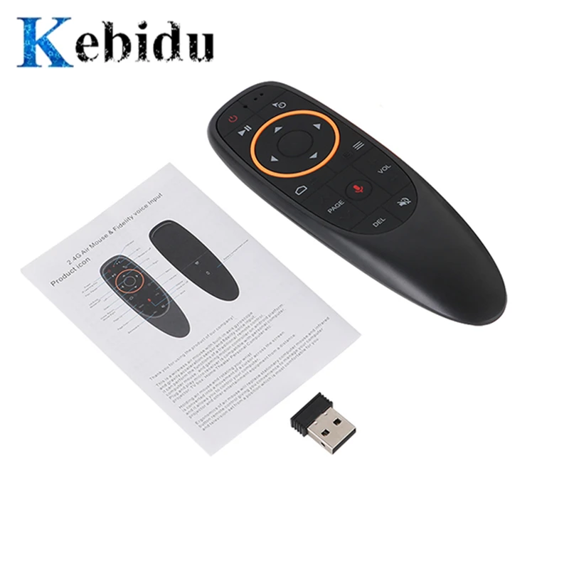 

kebidu G10 2.4G USB Receiver Air Mouse Voice Control with G10s for Gyro Sensing Mini Wireless Smart Remote for Android TV BOX