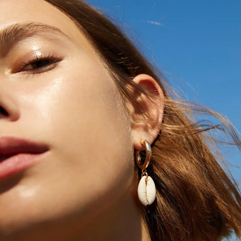 

Fashion Shell Earrings Statement Pendant Pendant Hoop Earrings Women's Wedding Party Gifts Irregular Jewelry Wholesale