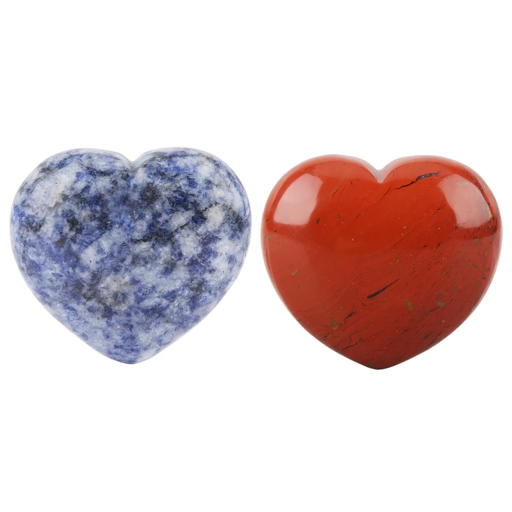

45mm Natural Crystal Healing Stone Love Heart-shape Fluorite Gemstone Fairy Darden Figurines Miniatures