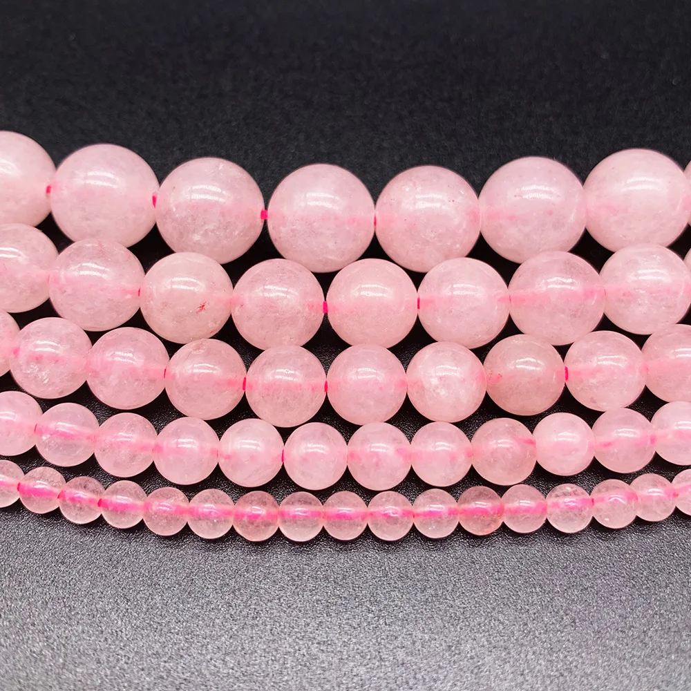 

4-12mm Natural Rose Crystal Pink Quartz Stone Round Beads For Jewelry Making Handmade Strand Pick Size DIY Bracelet Necklace