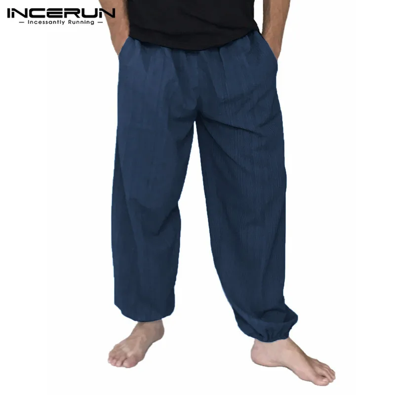 

Indian Pants Sweatpants Men Harem Elastic Waist Cotton Loose Long Trousers Men Trousers Hiphop Wide Legs Baggy Joggers Pants 5XL