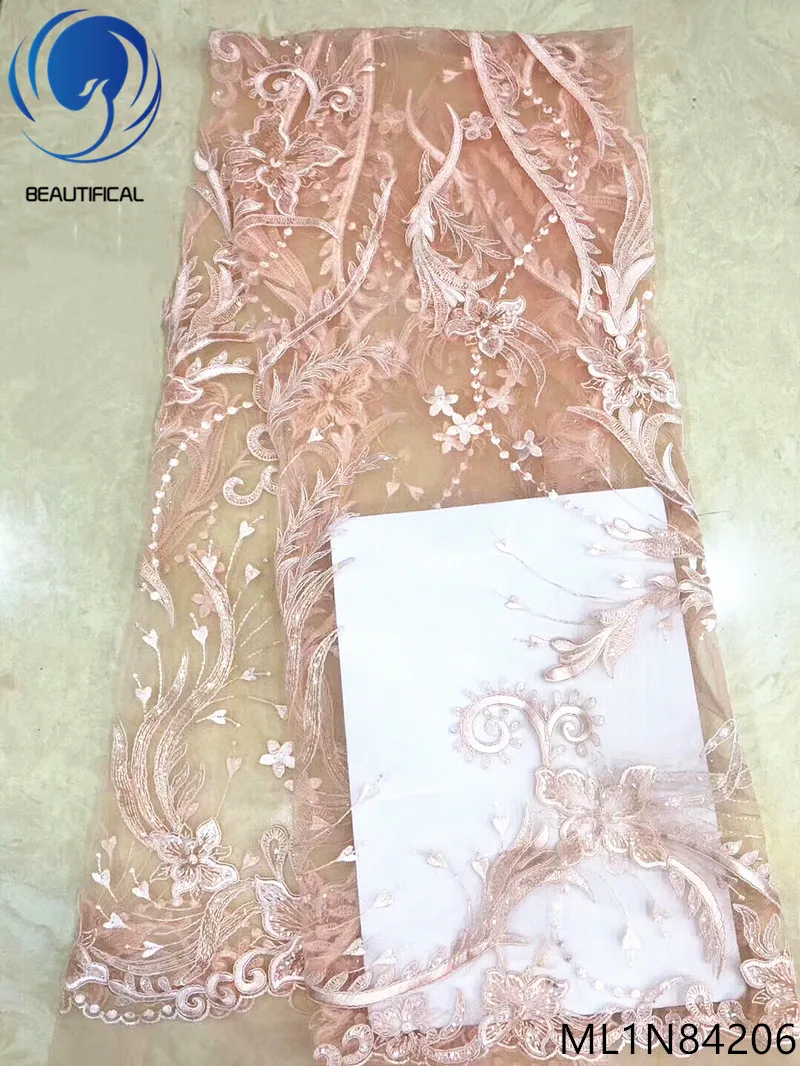 

BEAUTIFICAL african nigerian lace embroidery bridesmaid dresses lace net tulle fabric 2019 ML1N842