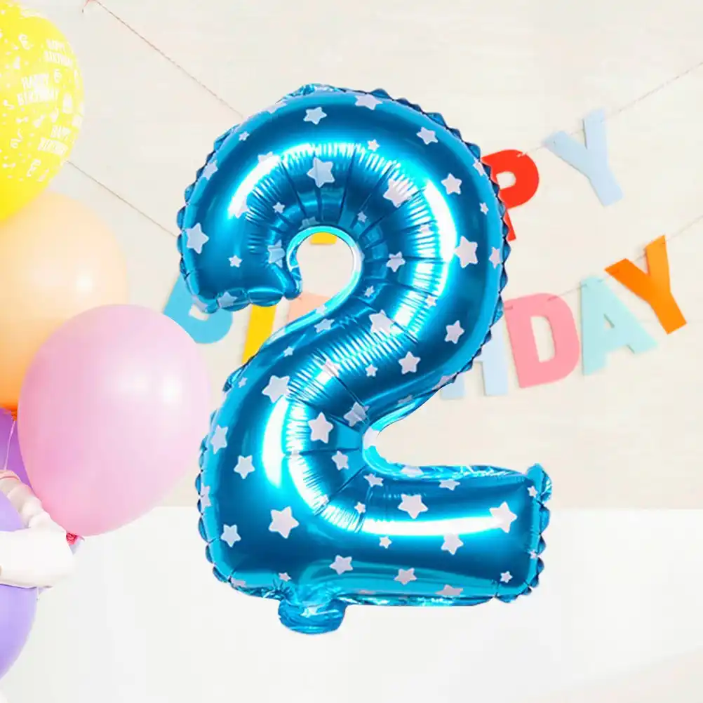 ZLJQ Baby Boy Happy 2nd Birthday Latex Balloons 32inch Number Foil