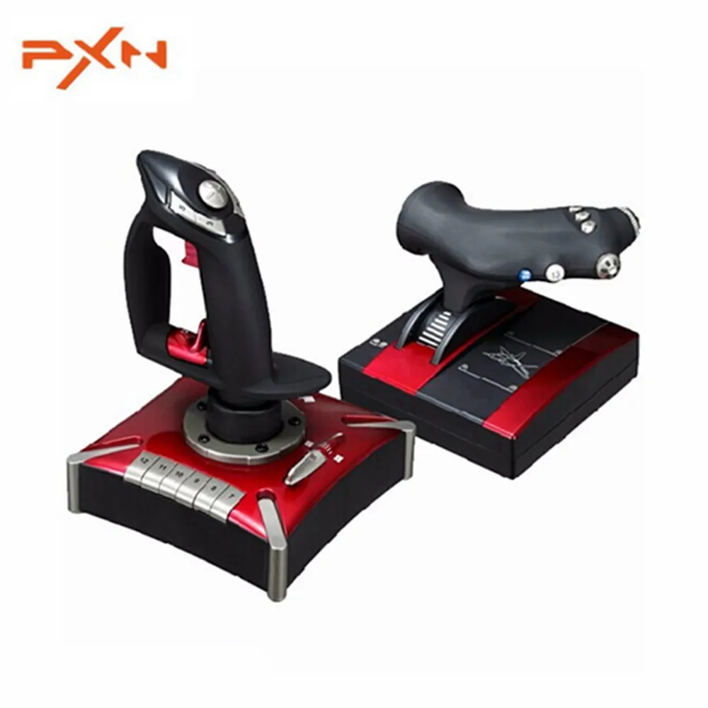 

PXN 2119 Wired Game Joystick 7-Axis Two 8-Way Key Widget Caps 16 Key Programming Game Controller For Computer / PC
