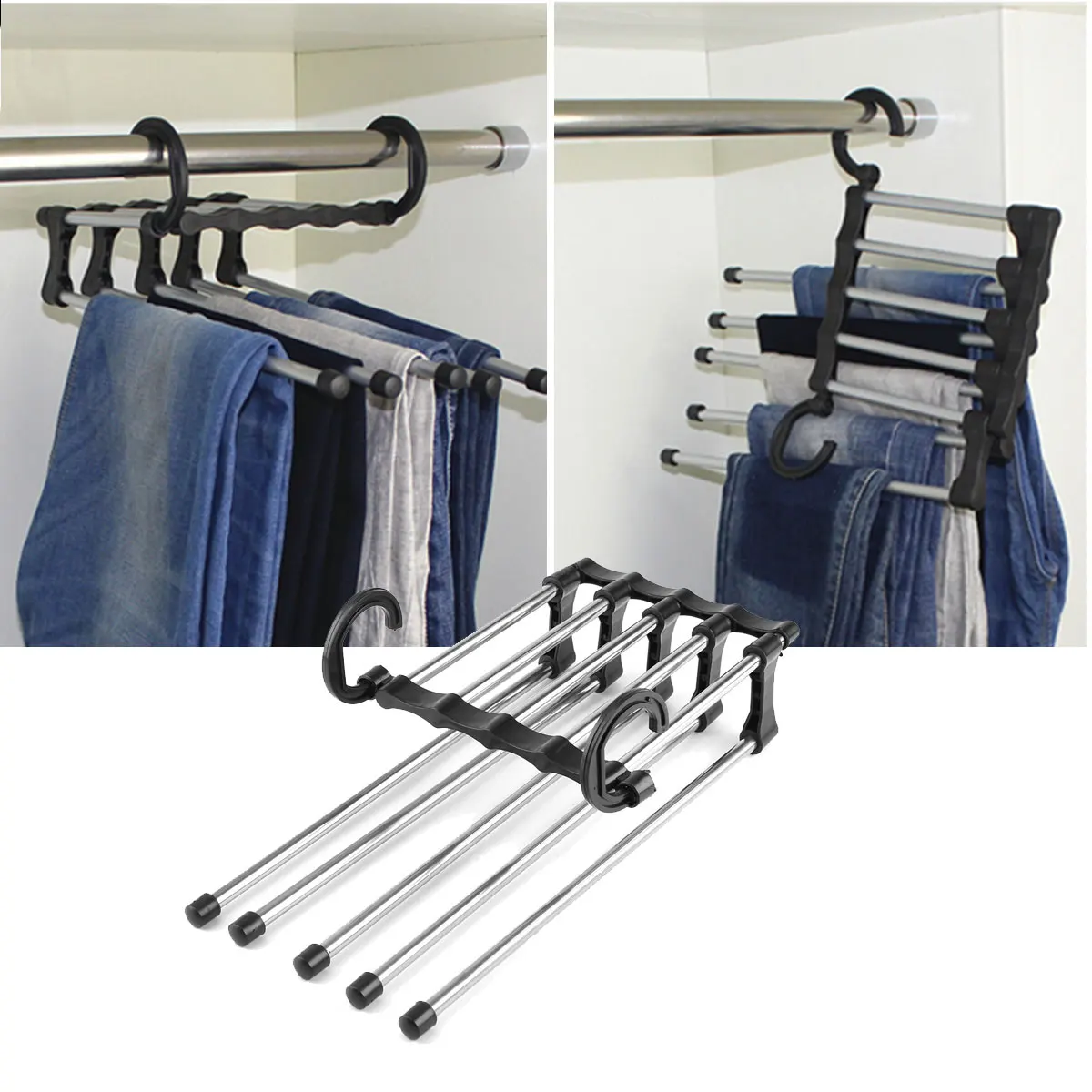 

Movable Hangers Adjustable Closet Hook Tie Belt Scarf Organizer Home Multifunctional Drying Racks Pants Scarf Storage Rack