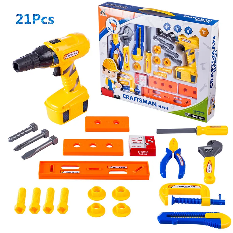 Children Plastic Play Tool Toys Set Pretend Rotation Electric Drill Early Development Education Toys for Children Children Plastic Play Tool Toys Set Pretend Rotation Electric Drill Early Development Education Toys for Children