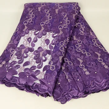 

5yards african Flower lace fabric ,nigerian lace fabric 2019 high quality Embroidery lace fabric For Wedding Dress