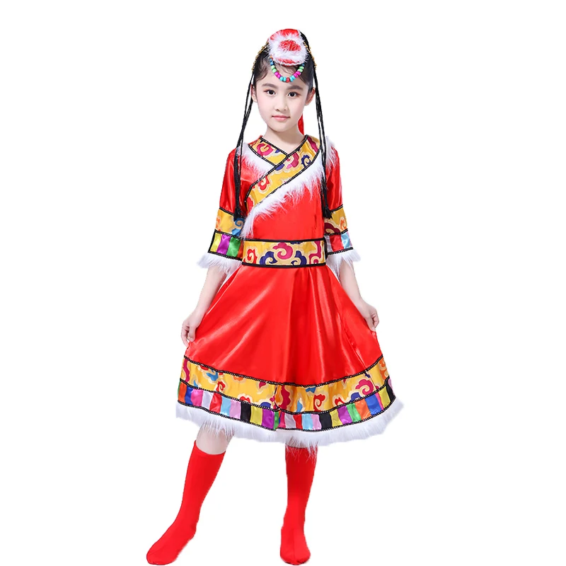  Children's minority costumes Tibetan girls'costumes water sleeves Mongolian dance costumes kid kind - 33005559073