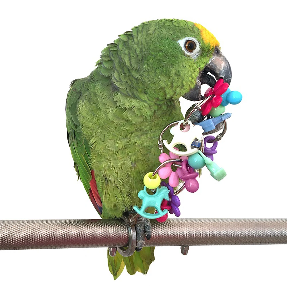 

8 Styles Parrot Toys Wood Birds Standing Chewing Rack Toys Bead Ball Heart Star Shape Parrot Toy Bird Toys Accessories Supplies