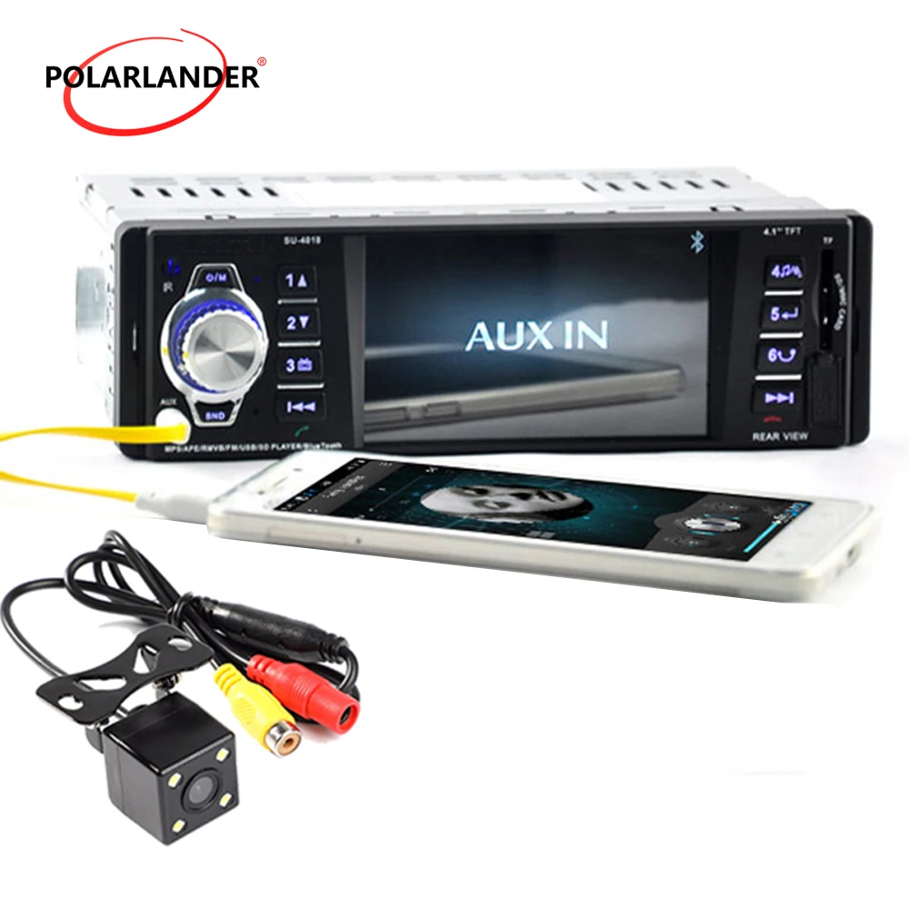 

1 Din Car Radio With 4LED Camera DC 12V Stereo Bluetooth Support TFT SD USB MMC Aux-in 4.1" MP4/MP3/MP5 Player 1080P HD