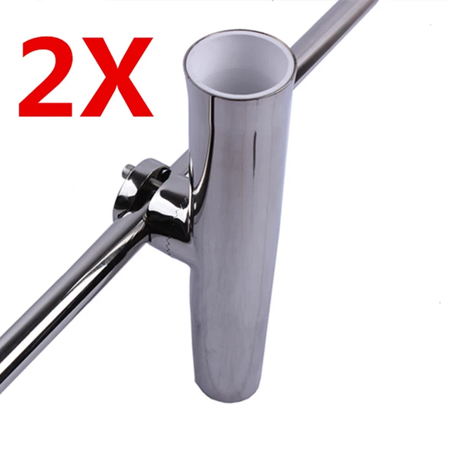 2X Boat Fishing Rod Holder Clamp on 7/8-1 Rail Mount Marine Stainless  Steel