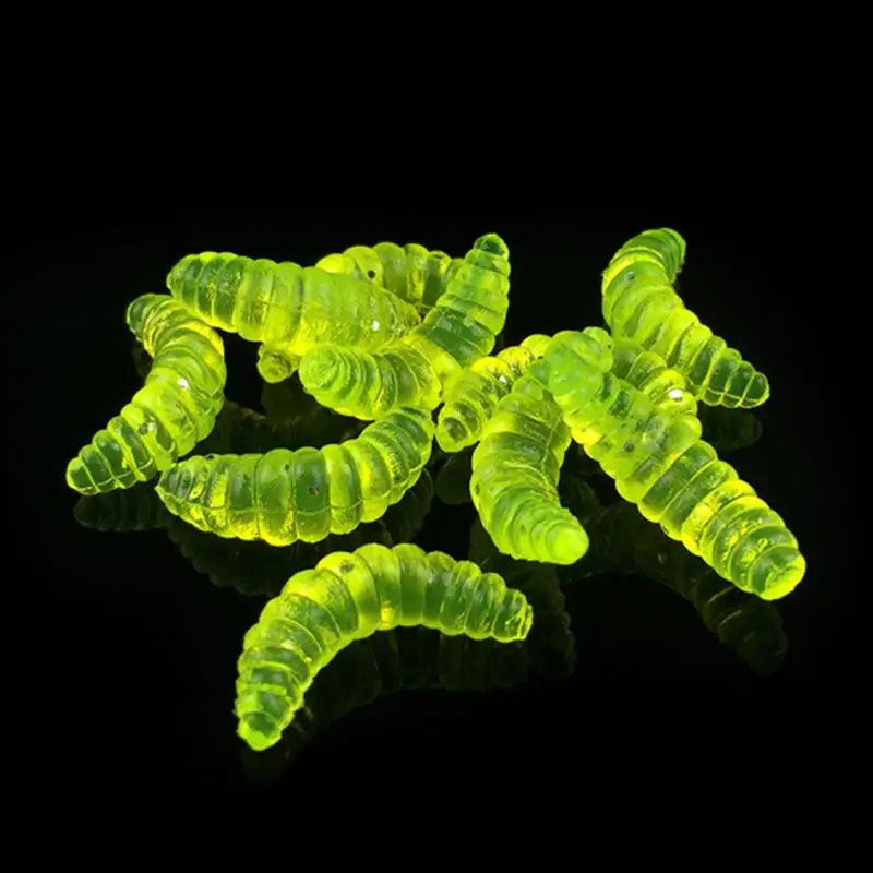 

10PCS 0.5g maggot Grub Soft Lure Baits smell Worms Glow Shrimps Fishing Lures