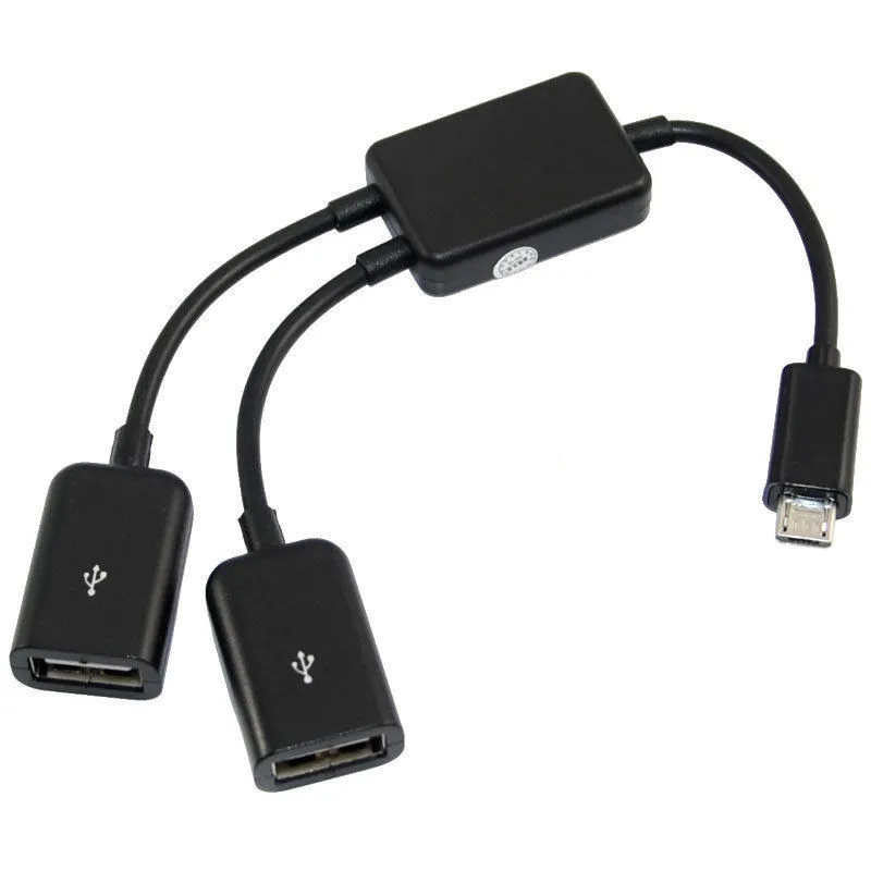 Micro USB Host Cable Micro USB Male to 2X Type A Dual USB Female OTG Adapter 2