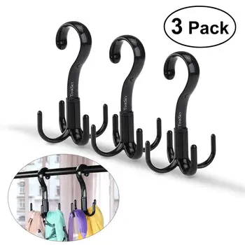 

3pcs 360 Degree Rotating Four Claw Twirl Tie Rack Necktie Belt Scarf Hanger Organizer Holder Hook Closet Organizer
