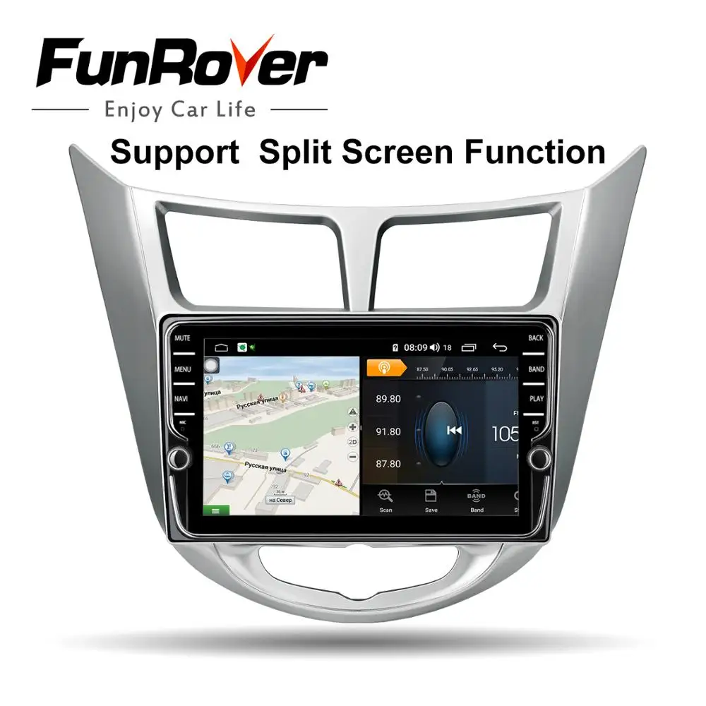 Funrover Android9.0 8 ядерный 64G Автомобильный Радио DVD мультимедийный плеер для hyundai Solaris Verna Accent 2011- DSP gps навигация ips