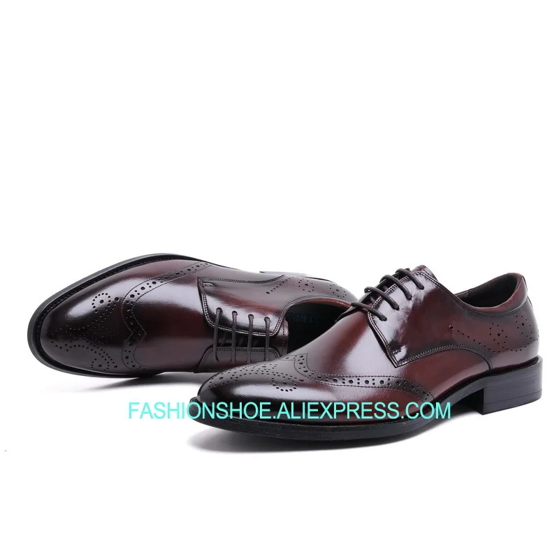 

New Leather Brogue Carved Shoes Wine Red Black Formal Business Shoe for men