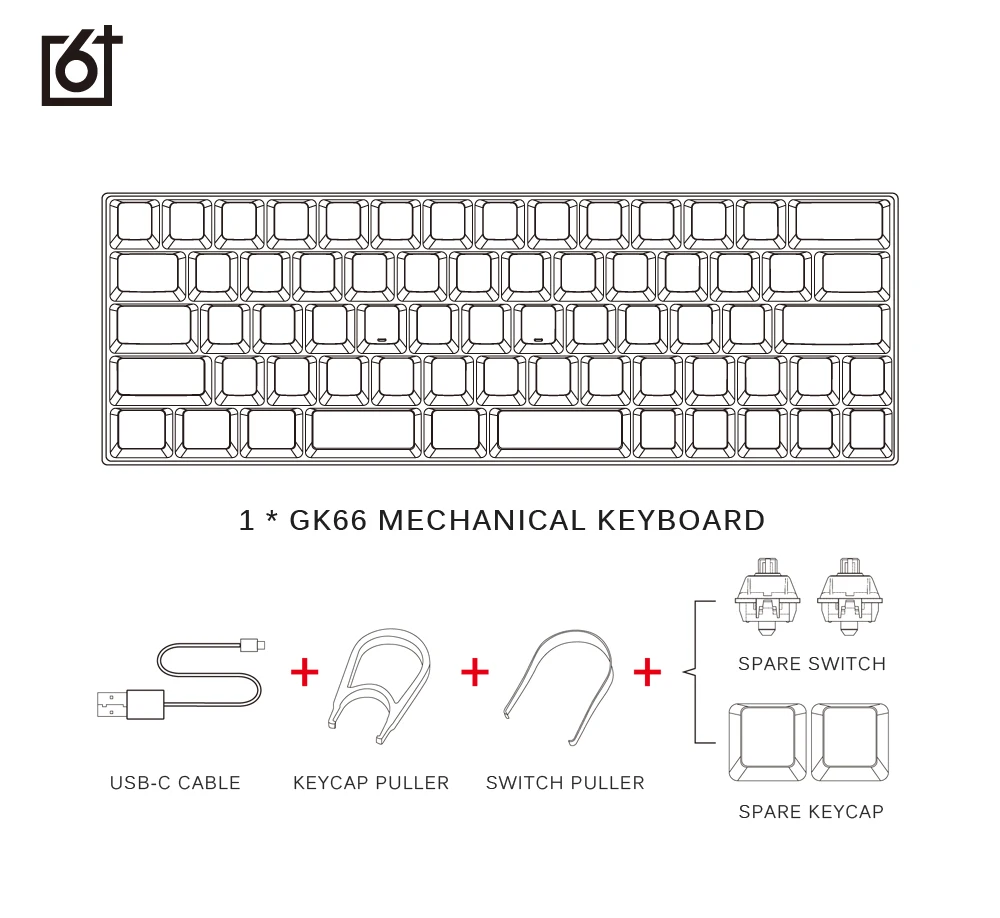 GK66 Bluetooth USB-C двойной режим сплит-пробел Горячая замена Gateron оптический переключатель RGB Механическая игровая клавиатура