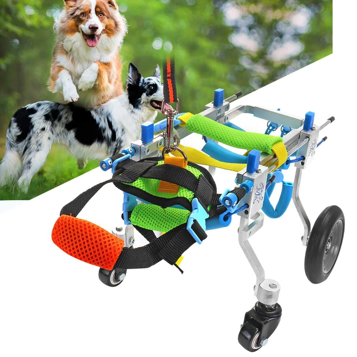 

Aluminium Pet Wheelchair Cart For Handicapped Cat Dog Hind Leg Walk w/ 4 Wheels Pet Weight 1-3kg Adjustable 32x16x24cm