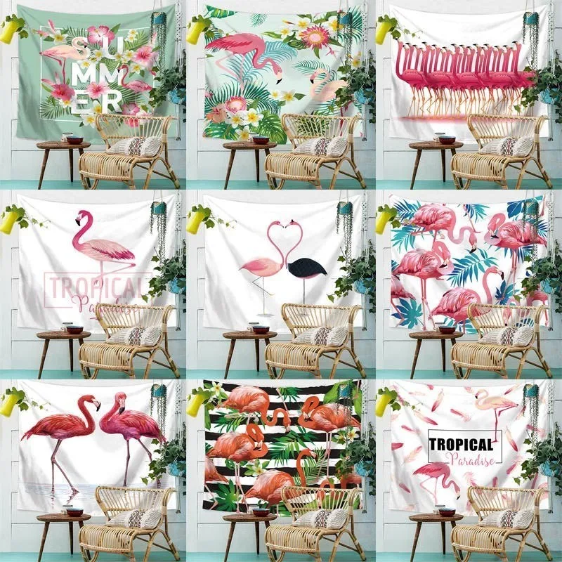 

110*130cm Flamingo Tropical Wall Cloth Tapestry Polyester Hanging Wall Carpet Decorative Tablecloth Blanket Home Decor 60028