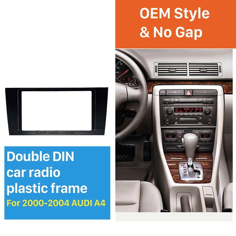 

Seicane 173*98mm 2Din For 2000 2001 2002 2003 2004 Audi A4 Car Radio Fascia Trim Install Dash Mount Refitting Kit Frame