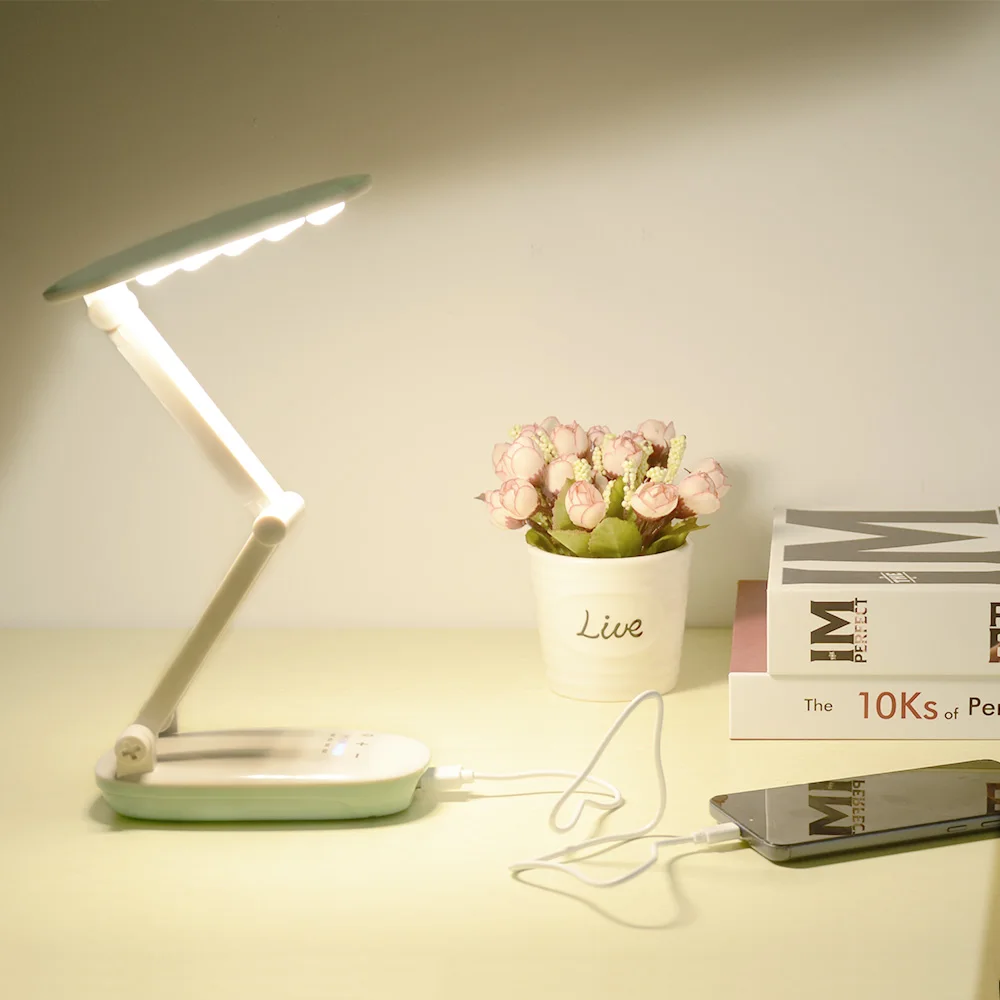 18650 Battery Portable Led Desk Lamp 4 Modes Dimmer Folding 3 Layer