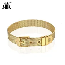 RIR нержавеющая сталь золотой браслет на запястье браслет модные мужские металлические наручные часы браслет