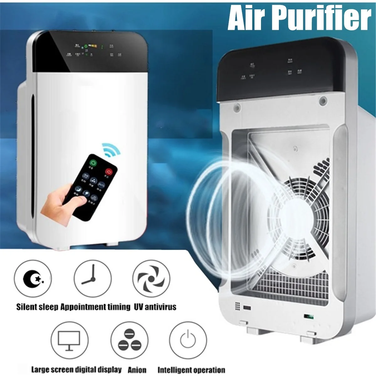 

Household Smart PM2.5 LED LCD Screen Portable Negative Ions Air Purifiers Intelligent Fresh Air Cleaning for Formaldehyde