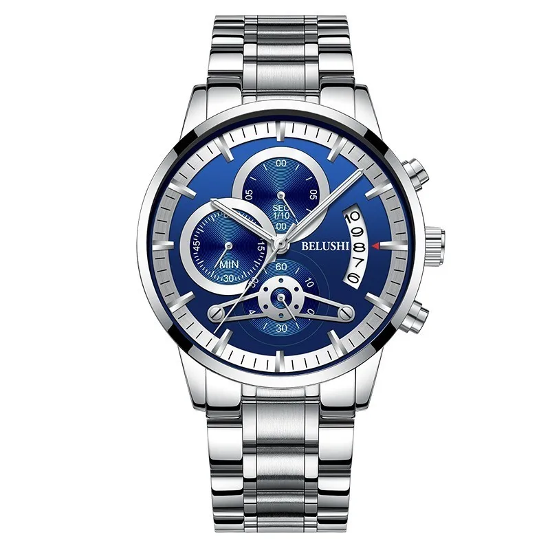 Belushi  Mens Watches Top Luxury Brand SLilver Watch Men Relogio Masculino Military Army Analog Quartz Wristwatch Montre Homme