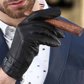 

Screen Driving Touch Gloves Thermal Gloves Warm Mens PU Leather