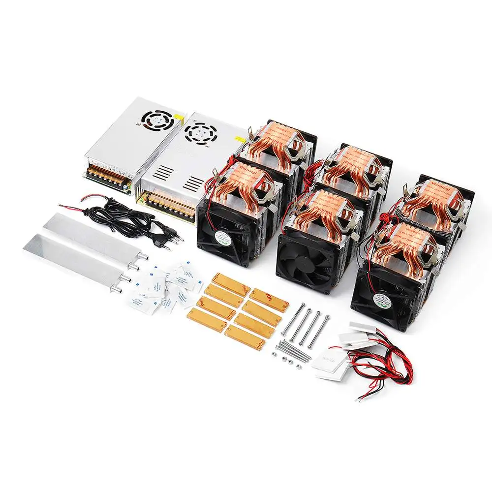 

NEW High Power Quad-core Six Copper Tube Cooling Semiconductor Refrigeration Module DIY Kit Fish Tank Cooler With Power Supply