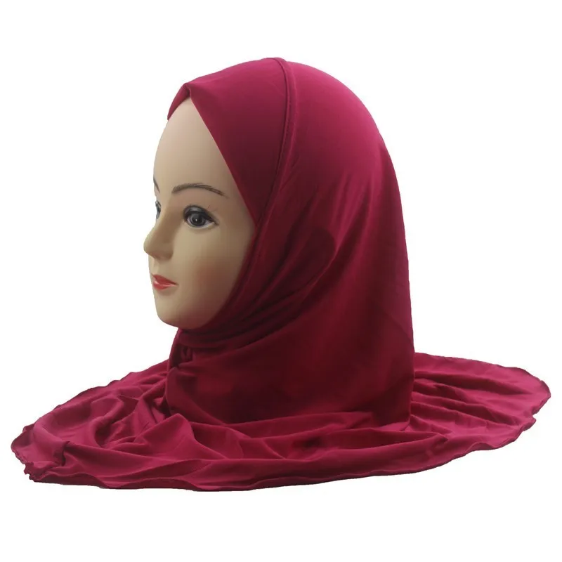Мусульманский хиджаб для девочек, исламский шарф в арабском стиле, шали без украшений, мягкие и тянущиеся, для девочек 7-12 лет
