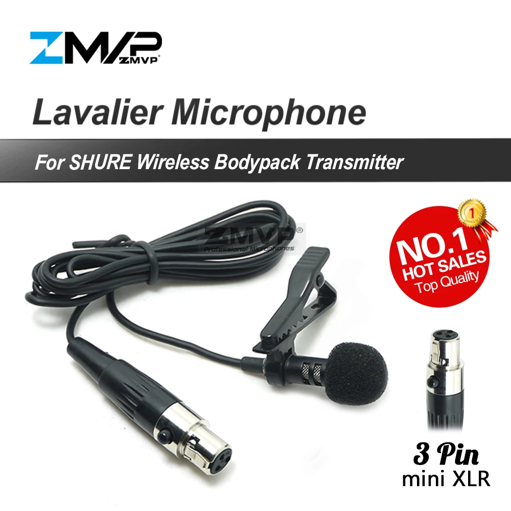 

Professional 3Pin XLR TA3F Lavalier Lapel Tie Clip Cardioid Condenser Microphone For Shure Wireless 3 pin Bodypack Transmitter