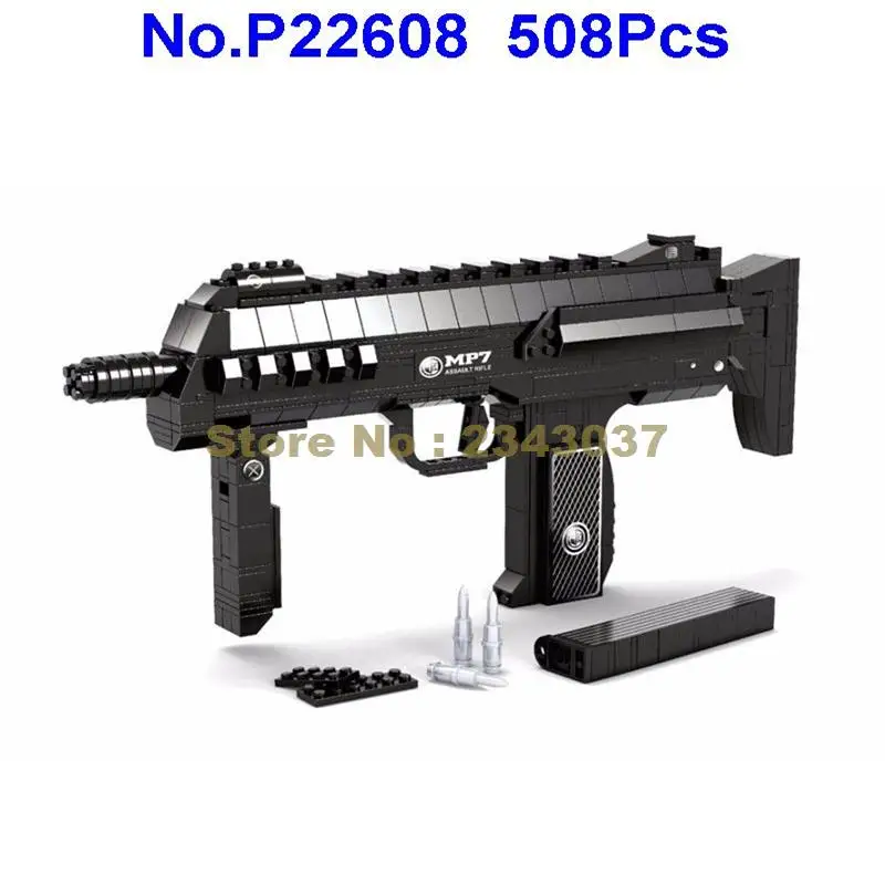 

Ausini P22608 508pcs Military MP7 Submachine Assault Gun Weapon Swat Arms 1:1 Building Block