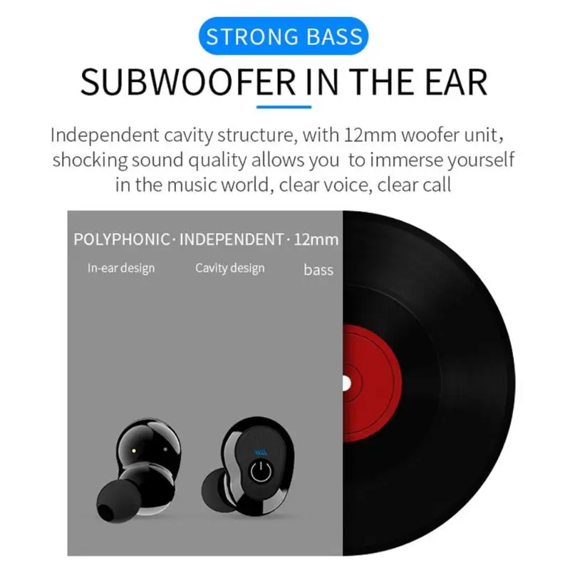 

ALLOYSEED WA02 TWS Mini Bluetooth Earphones Wireless HiFi Stereo In-Ear Waterproof Earbuds Headset with Charging Box