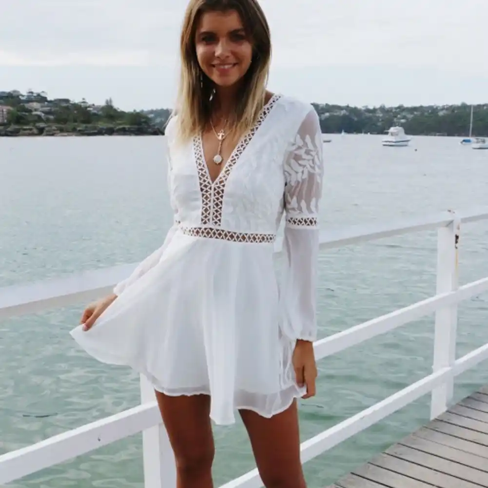 ladies white dresses with sleeves