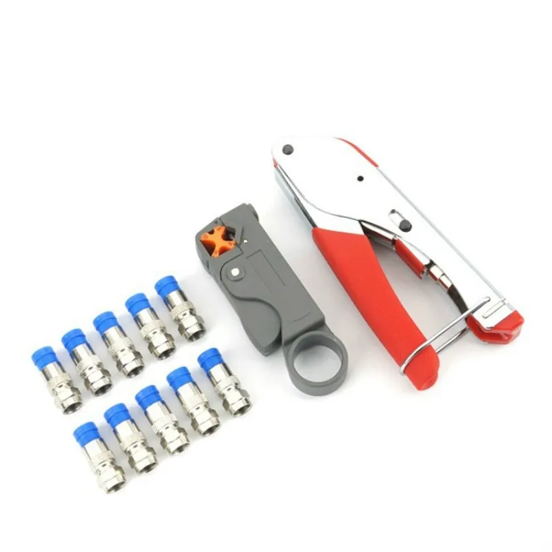

New Multitool Wire Stripping Squeezing Pliers Coaxial Cable Cold Press Clamp RG59 RG6 Cable TV Crimping Tool Set