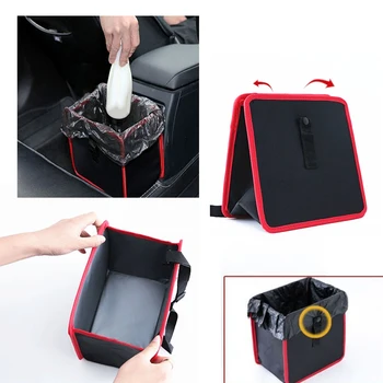 

1pcs 22*22*14.5cm Black Oxford Cloth Car Garbage Bag Auto Trash Can Leak-proof Dust Holder Case Box