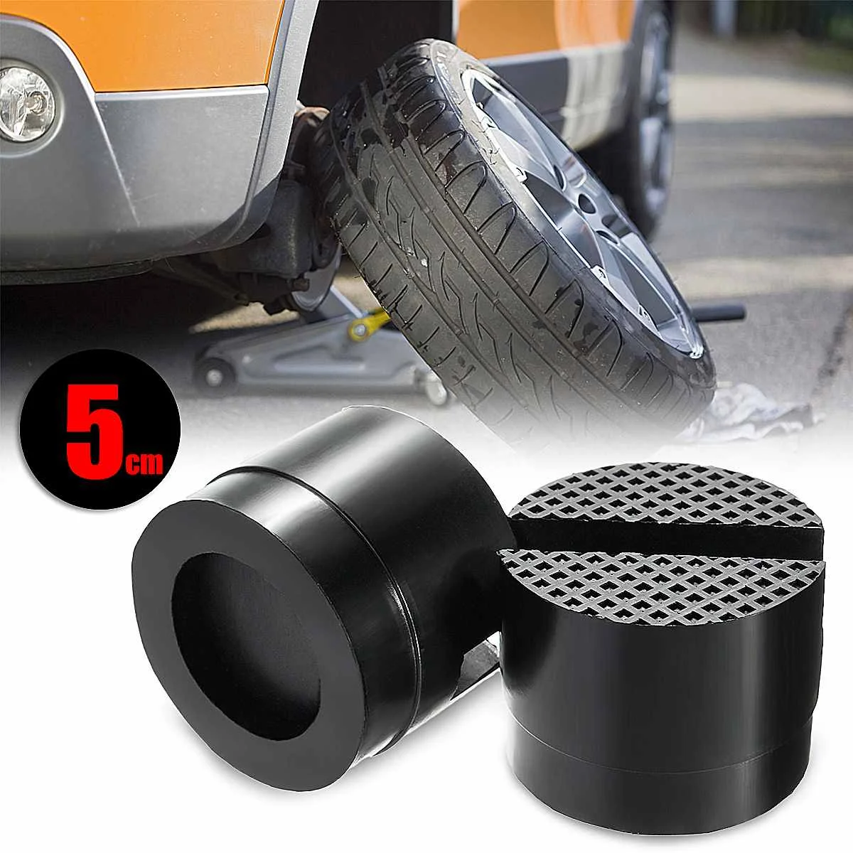 2Pcs 5cm Universal Rail Floor Jack Guard Adapter Slotted Frame Lift